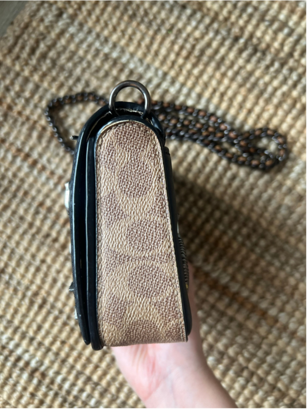 Coach 1941 Black Leather Signature Canvas Souvenir Patch Dinky Crossbody 77916 - Picture 7 of 16